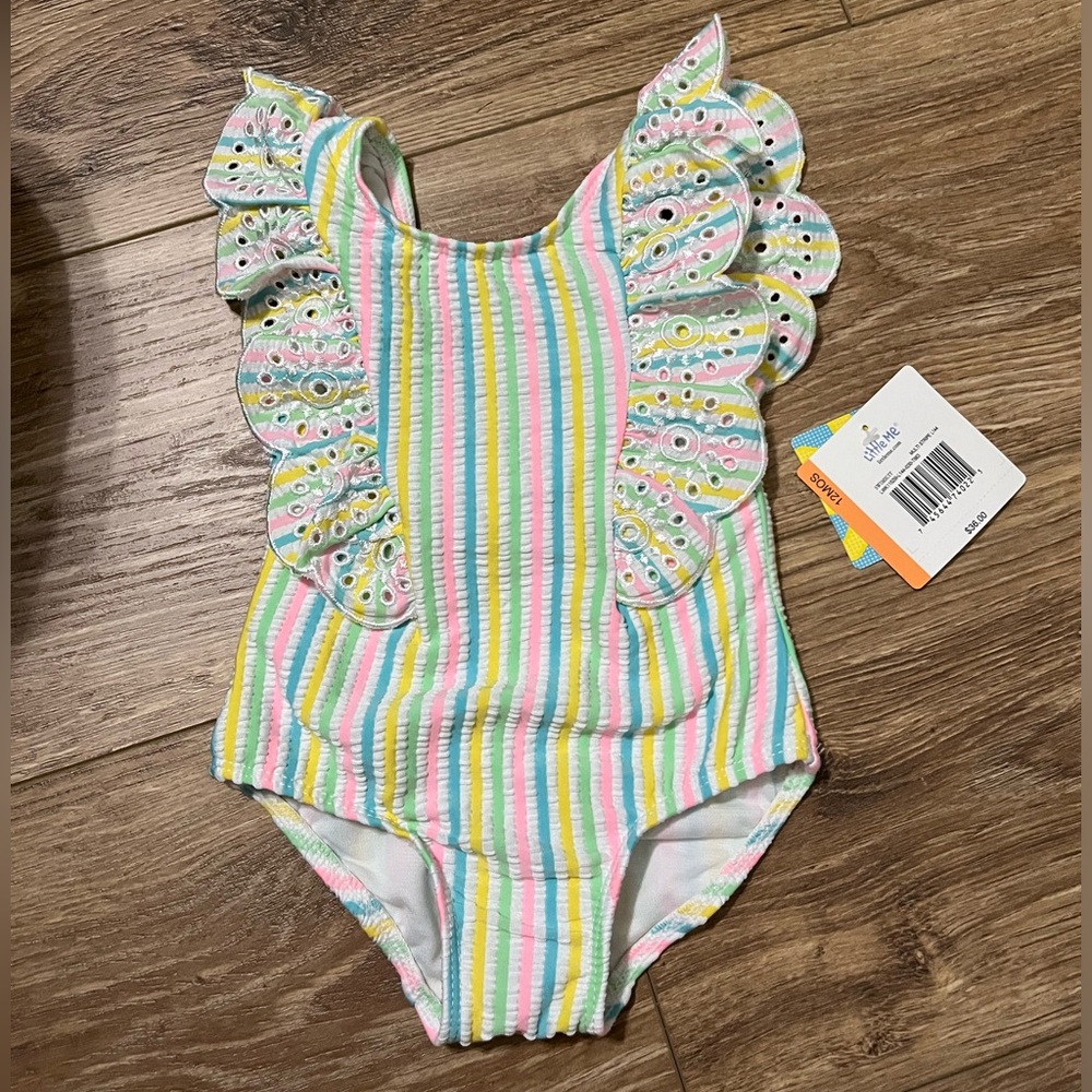 Little Me NWT one piece baby girl 12 month swimsuit